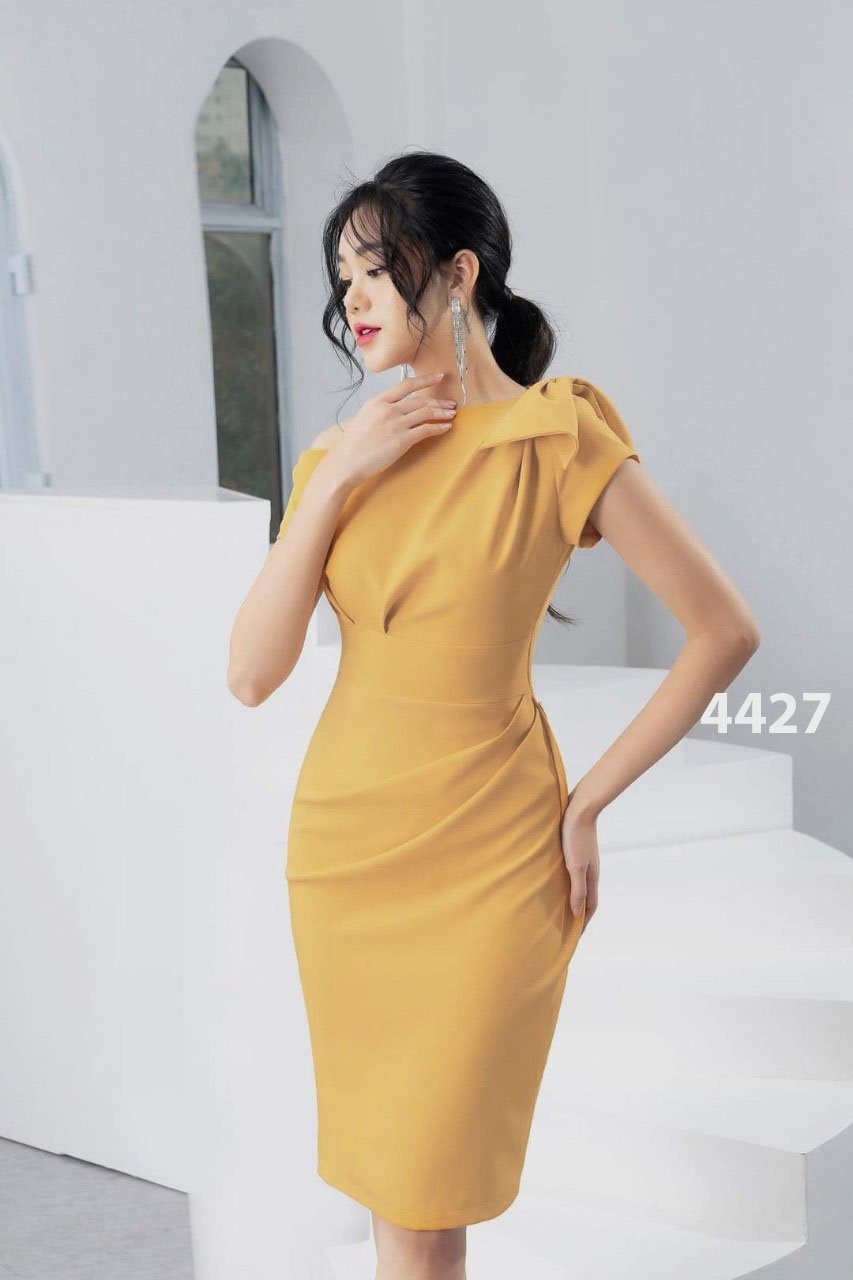 Đầm body đính nơ vai - Image 4