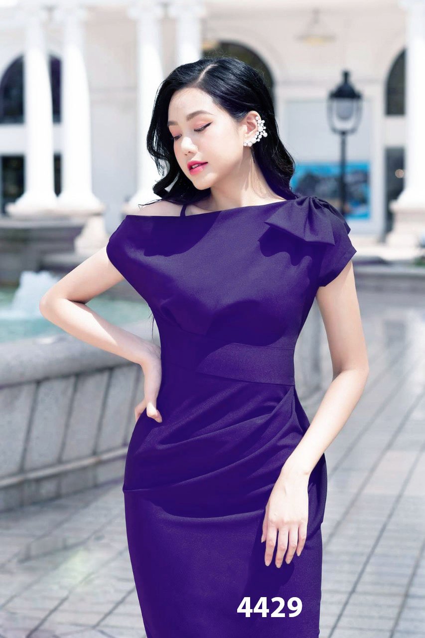 Đầm body đính nơ vai - Image 7