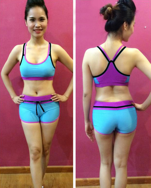 Bộ quần áo hồng phối xanh tập Gym yoga