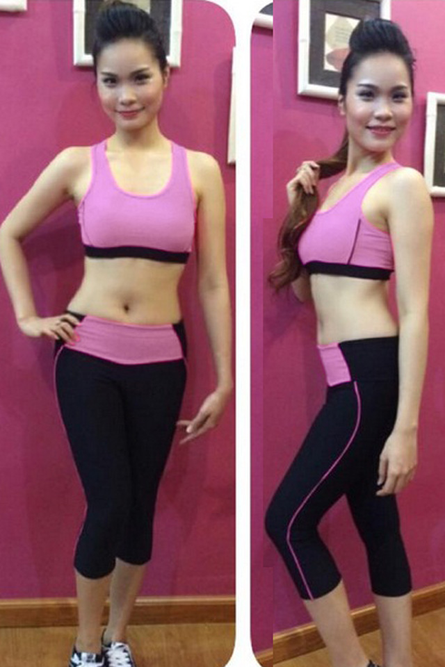 Bộ áo bra tím quần lửng đen