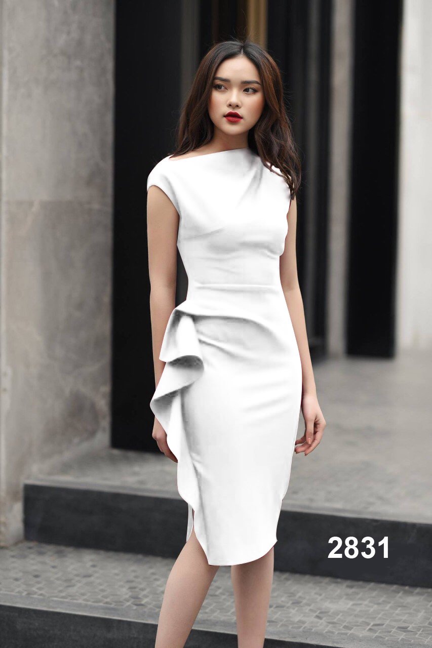 Đầm body lệch vai dạo phố - Image 5